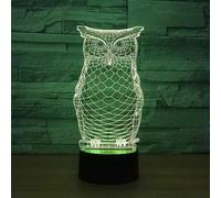 (As show, One size) 3D Illusion Lamp owl Animal Night Light for Kids Room, Desk Lamp, 16 Color Change Decor Lamp USB Powered LED Lights with Touch Switch for for Boys Gir