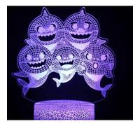(As show, One size) 3D Illusion Lamp Remote Control Night Light Cartoon Baby Shark 3D Lamp Led USB Mood Illusion Night Light Desk Table Lamp Kid Christmas Present