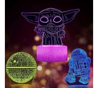 (As show, One size) 3D Illusion Star Wars Night Light for Kids. 3 Patterns Baby Yoda LED Night Lamp, Baby Yoda Toys 7 Color 16 Changes, Great Christmas Birthday Gifts for