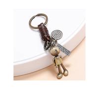 (As show, One size) 3D Joint Mobility Mini Retro Punk Cowhide Knitted Keyring Leather Keychain Car Metal Decoration Jewelry Rabbit Pendant Gift