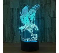(As show, One size) 3D Night Light Animal Eagle, Hologram Effect Led Illusion Table Lamp, 16 Color Change Decor Lamp, Touch Bedside Desk Light with Remote Control, Lights
