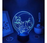 (As show, One size) 3D Night Light Anime Illusion 3D Lamp Anime Sailor Moon Manga Figure LED Gift for Friend Bedroom Bedside Table Desk Decortion 7 Color Changing Desk Ta
