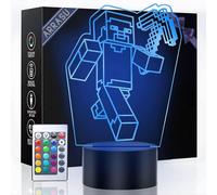 (As show, One size) 3D Night Light for Kids, 16 Color Illusion Table Lamp with Remote Control, USB Rechargeable Bedside Desk Light for Children Birthday Christmas Gifts B