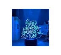 (As show, One size) 3D Night Light Illusion Neon LED Decorative Light USB Anime Light Sword Art Online Kirito and Asuna (16 Color with Remote)