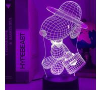 (As show, One size) 3D Night Light Original god Snoopy Stitch 16 Color Changes, USB-Powered Illusion Desk lamp with Touch Switch and Remote Control, Children's Beds