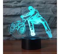 (As show, One size) 3D Night Lights 3D BMX Trickster Table Lamp Bedside Decor Bicycle Limit Movement Night Light LED 7 Colors Change Baby Sleeping Lighting Gifts