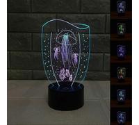 (As show, One size) 3D Optical Illusion Jellyfish Colorful Lighting Effect Touch Switch USB Powered LED Decoration Night Light Desk Lamp