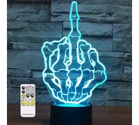(As show, One size) 3D Optical Illusion Middle Finger Night Light Toy Lamp,Remote Control,Dimmable,Battery or USB Powered,7 Colors Change Christmas Birthday Gift for Boys