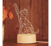 (As show, One size) 3D Small Night Light, Children's Bedroom Plug-in Led Lighting, Girls' Gift, Moon Lamp, Table Lamp, FortuneCat