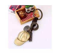 (As show, One size) 3D Stereoscopic Mini Retro Punk Cowhide Knitted Keyring Leather Keychain Car Metal Decoration Jewelry Hat Bronze Pendant Gift