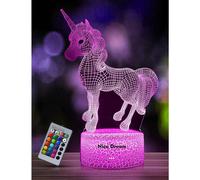 (As show, One size) 3D Unicorn Night Light for Kids, Girl USB LED Lamp Illusion Night Light, 16 Changing Colors with Remote Control for Children Adults Birthday and Holid