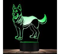 (As show, One size) 3D Wolf Dog Night Light Lamp Illusion Led 7 Color Changing Touch Switch Table Desk Decoration Lamps Acrylic Flat ABS Base USB Cable Toy (Bus)