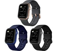 (As show, One size) 3PCS Compatible with Apple Watch Bands 45mm 44mm 42mm, Soft Silicone Sport Wristbands Replacement Strap with Classic Clasp for iWatch Series SE 7 6 5
