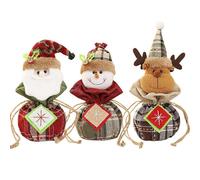 (As show, One size) 3pcs Drawstring Knit Bags Apple Pattern Christmas Drawstring Ornaments Bag Candy Packaging Christmas Apple Ornaments Bags, Christmas Eve candy bag chi