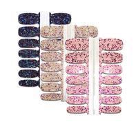 (As show, One size) 3pcs Glitter Nail Wraps Polish Decal Strips With Nail File Adhesive Shine Nail Art Stickers Manicure Kits For Women Girls (5)
