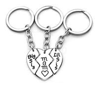(As show, One size) 3pcs Mother Daughter Keychain Mom Big Little Sister Love Broken Heart Pendant Gift