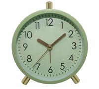 (As show, One size) 4.5 inch electronic clock, with night light, silent, simple small alarm clock for children, students and adults, home office quartz clock (Green)