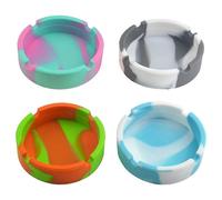 (As show, One size) 4 Pack Premium Silicone Heat Resistant Round Ashtrays for Indoor and Outdoor Use (Clear Color)