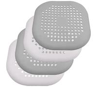(As show, One size) 4 Pack Silicone Drain Strainer/Silicone Drain Filter for Shower,Bathtub,Sewer Outlet Filter Mesh Bathroom Hair Drain Filter Anti-Clog/Gray+White