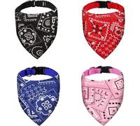 (As show, One size) 4 Paquets Bandanas pour Chiens,Bavoirs en Triangle pour Animaux,Bandana Chien Collier,Foulard Kerchief,Mouchoirs Lanires Rglables,Accessoires Lavable
