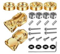 (As show, One size) 4 PCS Brass Wheel Weight Hex Adapter and 2 Brass Bridge Axle Cover for Axial SCX24 AXI90081 1/24 RC