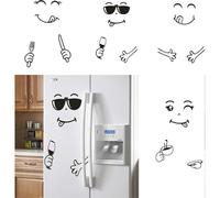 (As show, One size) 4 Pcs Cute Fridge Magnet, Smiley Face Removable Sticker, Cute Fridge Sticker Happy Delicious Face Kitchen Fridge Wall Stickers Art, For Kitchen Decor