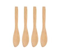 (As show, One size) 4 Pcs Japanese-style Lotus Wood Bread Natural Practical Butter Pointed Head Jam Home Kitchen Supply - 15.5x2.7cm (Picture 1)