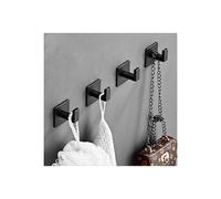 (As show, One size) 4 Pcs Noire Crochet Porte-Serviettes Lot de 2 Fixation Murale SUS304 en Acier Inoxydable Unique Robe de Vtements HolderCrochet solide paissi espace a