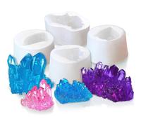 (As show, One size) 4 Pieces Crystal Cluster Mould Silicone Resin Crystal Moulds Quartz Rock Epoxy Moulds DIY Casting Crystal Moulds for Tray Crafts Cake Decorations Poly