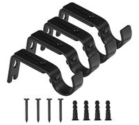 (As show, One size) 4 Pieces Curtain Rod Wall Bracket (Black), Adjustable Curtain Rod Holder for Home Bedroom Office with 8 Fixing Screws