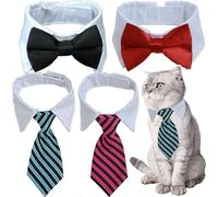 (As show, One size) 4 Pieces Pets Dog Cat Bow Tie Pet Costume Adjustable Formal Necktie Collar for Cats Small Dogs Puppy Grooming AccessoriesS