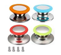 (As show, One size) 4 Pieces Pot Lid(Red, Blue, Green, Orange), Pot Lid Knobs, Home Use Stove Replacement Parts, Universal Kitchen Replacement Handle Pot Knob Replacement