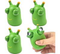 (As show, One size) 4 Pieces Stress Relief Toys, Worm Squeeze Toy, Grass Worm Squeeze Toy, Jumping Eye Squeeze Toys, Relieve Anxiety for Kids and Adults