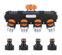 (As show, One size) 4-Way Distributor, Hose Splitter, Adjustable and Lockable Water Flow Distributor for Garden Irrigation 3/4'' Connector