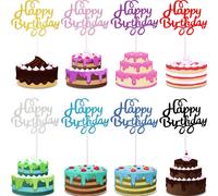 (As show, One size) 40 Pieces Birthday Cake Toppers Happy Birthday Cake Topper Picks Glitter Cake Topper Decoration for Birthday Party Cake