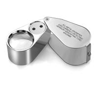 (As show, One size) 40X Loupe Magnifier , LED/UV Illuminated Jewelry Loop Pocket Folding Magnifying Glass with Metal Construction