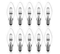 (As show, One size) 42w E14 C35 Dimmable Halogen Bulb Ac 220-240v Warm White 2700k E14 Transparent Halogen Candle Bulb (10pcs)