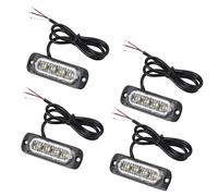 (As show, One size) 4Pcs 4 Led Amber Recovery Strobe Lights 12V 24V Orange Grill Breakdown Flashing