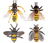 (As show, One size) 4Pcs Bee Figurines Realistic Bee Prop Lifelike Insect Figurine Early Educational Toys