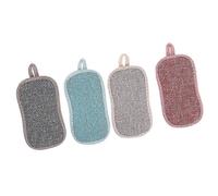 (As show, One size) 4pcs Double Sided Dishwashing Sponge Kitchen Scouring Pads Cleaning Scrubbers (Random Color)