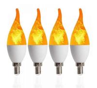 (As show, One size) 4pcs E14 3w Fire Flame Light Bulbs 3 Mode Candelabra Warm White Chandelie Candle Light Compatible Hallowee_Special Gift