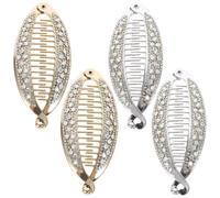 (As show, One size) 4pcs Fashionable Banana Hair Clip Ponytail Holder Clip Strong Tension Fish Shape Grips Clamp Clip (Gold, Silver 2pcs Each)