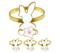 (As show, One size) 4pcs Rabbit Napkin Ring Easter Party Table Decor Napkin Holder Cast Iron Bunny Napkin Buckle