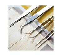 (As show, One size) 4pcs/ Set Nails Art Stainless Steel Tweezer Nail Art Curved Straight Tools Forceps Cutting