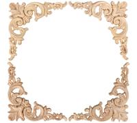 (As show, One size) 4pcs Shaped Wood Carved Wide Oak Wood Carved Corner Wall Sconce Decal Cabinet Window Door Wall Home Decoration 20*20