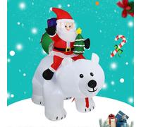(As show, One size) 5.6 FT Christmas Inflatable Outdoor Santa Riding Shaking Bear, Blow Up Yard Decoration Clearance with LED Lights Built-in for Holiday/Party/Xmas/Yard/