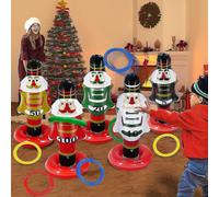 (As show, One size) 5 Pack Christmas Nutcrackers Ring Toss Christmas Party Games Toys Inflatable Ring Toss5 Scoreboard Nutcracker, 8 Rings