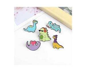 (As show, One size) 5 Pack Cute Cartoon Dinosaur Enamel Pin Set Brooch Pins Animal Pattern Lapel Pins Accessory for Backpacks Badges Hats Bags As Women Girls Kids Gift