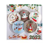 (As show, One size) 5 sets of Christmas embroidery kits (with patterns and instructions) Needlepoint kits for adult embroidery supplies (winter patterns)