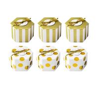 (As show, One size) 50 Pcs Candy Boxes Mini Hexagon Gift Boxes Stripe/Dots Golden Bronzing Color Chocolate Boxes Packaging Boxes for Baby Shower Party Wedding Favor - Wit
